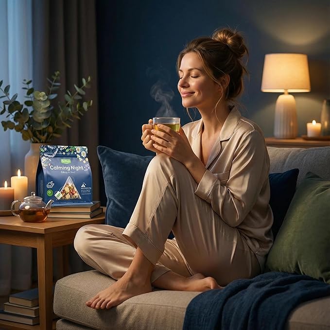 HerbLight Nighty Night Extra Tea – Valerian Root Chamomile &amp Lavender Sleep Blend. Extra Strength Caffeine-Free Herbal Tea for Deep Night-Time Rest 2 Pack (Total 30 Bags)