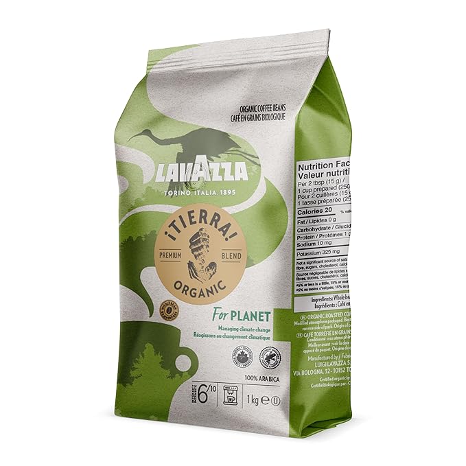 Lavazza ¡Tierra! Organic for Planet Whole Bean Coffee Light Roast 100% Arabica 2.2 lb Bag (pack of 1)