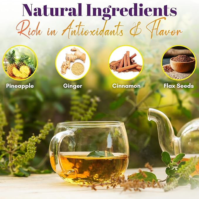 GN+Vida Tea CHUPA Panza Tea Based ONGINGER Root PINNEAPPLE Flaxseed &amp Cinnamon (30 Tea Bags/0.10 oz Each)(Pack of 3)