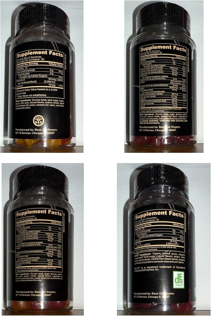 Black Girl Vitamins Complete Wellness Essentials - 30-Day Bundle with D3 Gummies Probiotics Hair-Skin-Nails + Sea Moss - 8 Key Nutrients for Immune Skin &amp Energy Support