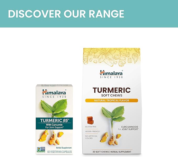 Himalaya Turmeric 95 Supplement with Curcumin/Curcuminoids Joint and Muscle Support Optimum Flexibility and Mobility 600 mg Non-GMO Vegan Gluten Free 60 Capsules 2 Pack 60 Day Supply