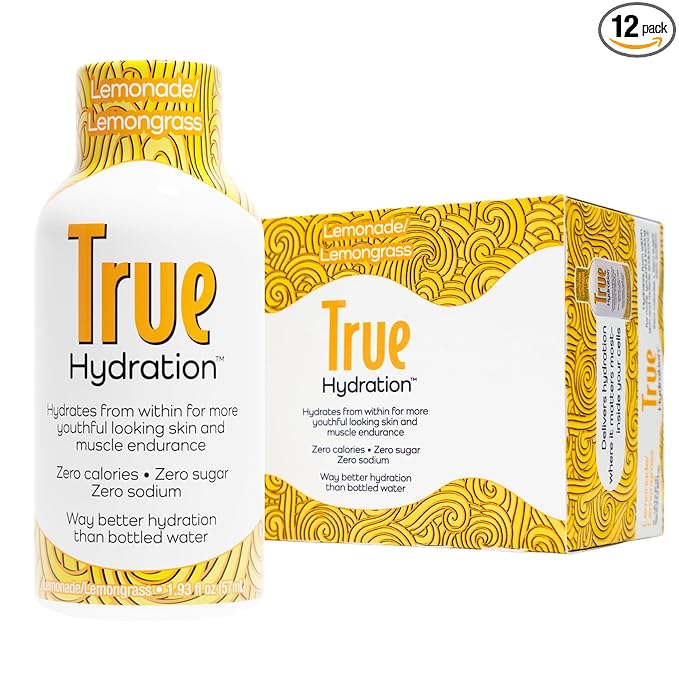 True Hydration Shots Lemonade Lemongrass Flavor – 12 Pack of 1.93 fl oz – Electrolytes – Amino Acids – Zero Sugar – Zero Sodium – Vegan – Gluten-Free Hydration