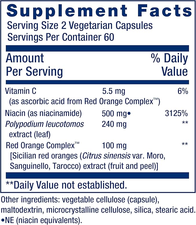 Life Extension Shade Factor Safeguard Your Skin from The Inside Out Gluten-Free Non-GMO Vegetarian 120 Capsules