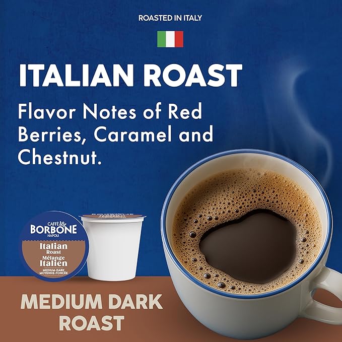 Caffè Borbone Italian Roast Coffee (40 Count) – Medium Dark Roast Arabica &amp Robusta Blend Roasted in Italy for a Bold Smooth Taste – Single Serve Coffee Pods Compatible with K-Cup Brewers