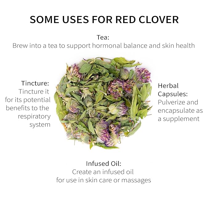 Red Clover Tea Organically Grown in Wisconsin | 2.8 oz | 39 Servings | Sacred Blossom Farm | Herbal Tea &amp Medicinal Herbs | Loose Leaf | Regenerative Farming | Single Source | Trifolium pratense
