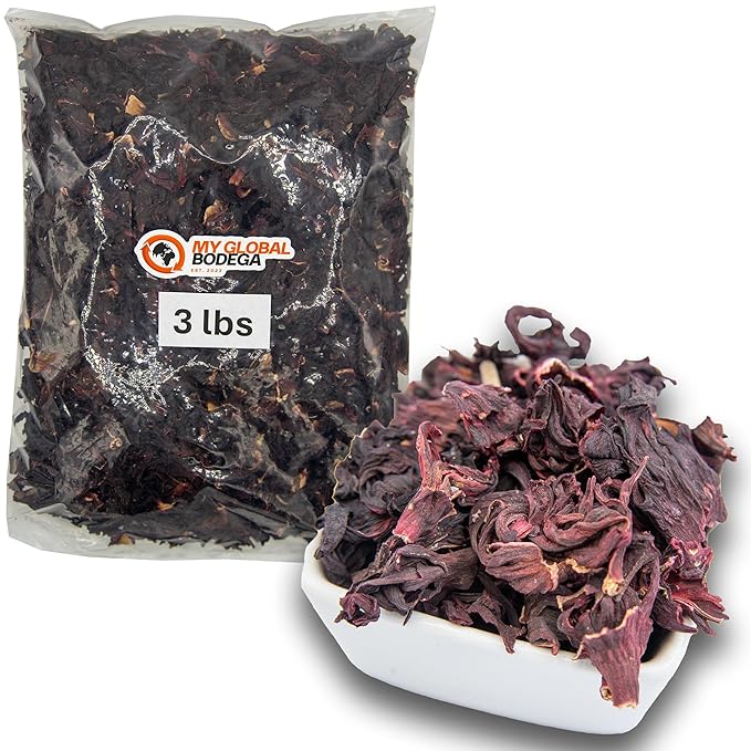 3 lbs Hibiscus Flowers - Flor de Jamaica Bag Dried Hibiscus Flowers - Ideal for Juices infusions and hibiscus flower teas - My Global Bodega Dried Hibiscus Bulk