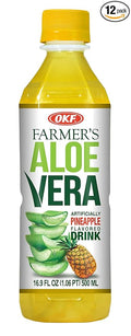 OKF Farmer's Aloe Vera Drink Pineapple 16.9 Fluid Ounce (Pack of 12)