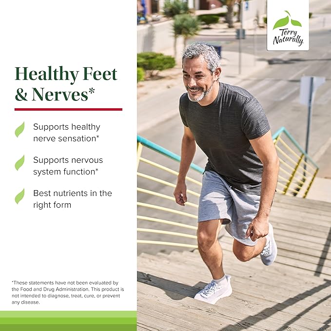 Terry Naturally Healthy Feet &amp Nerves - 60 Vegan Capsules - Nerve Function Support Supplement - Contains B Vitamins Alpha-Lipoic Acid (ALA) &amp Boswellia - Non-GMO Gluten Free - 30 Servings
