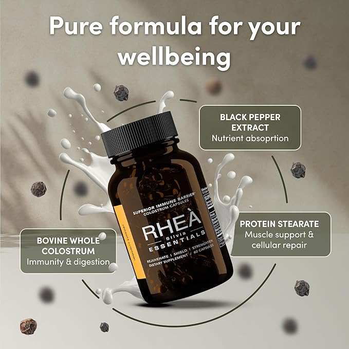 Rhea Bovine Colostrum Supplement for Women Colostrum Capsules for Gut Health Digestion Bloating Beauty Immune Support Bovine Colostrum for Humans Colostrum Pills (180caps)