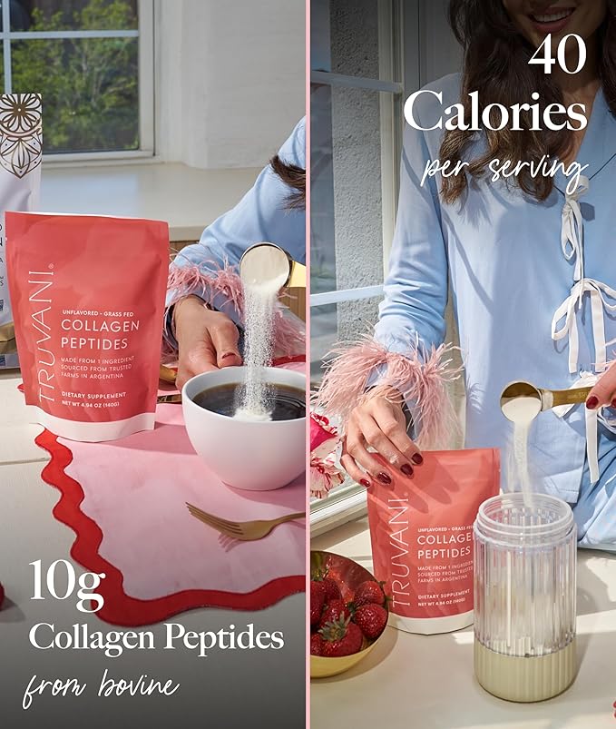 Truvani Hydrolyzed Collagen Peptides | Unflavored | 20 Servings | 10g Grass-Fed Collagen Protein Powder | Promotes Hair Nail Skin and Joint Health | Keto | Gluten &amp Dairy Free | Women &amp Men