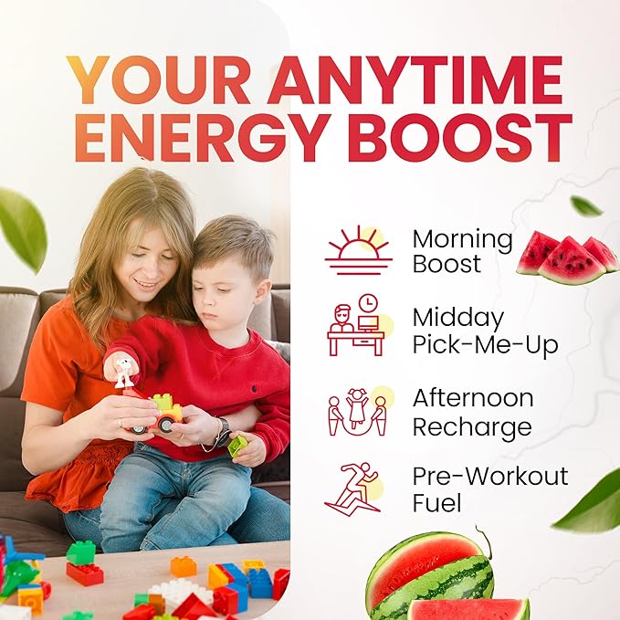 Morning Buzz Energy Drink Powder - Energy Boost Drink Mix - Sugar-Free Energy with Antioxidants - Morning Kickstart and Sports Nutrition Endurance Product - 30 Servings Watermelon 8 Ounces
