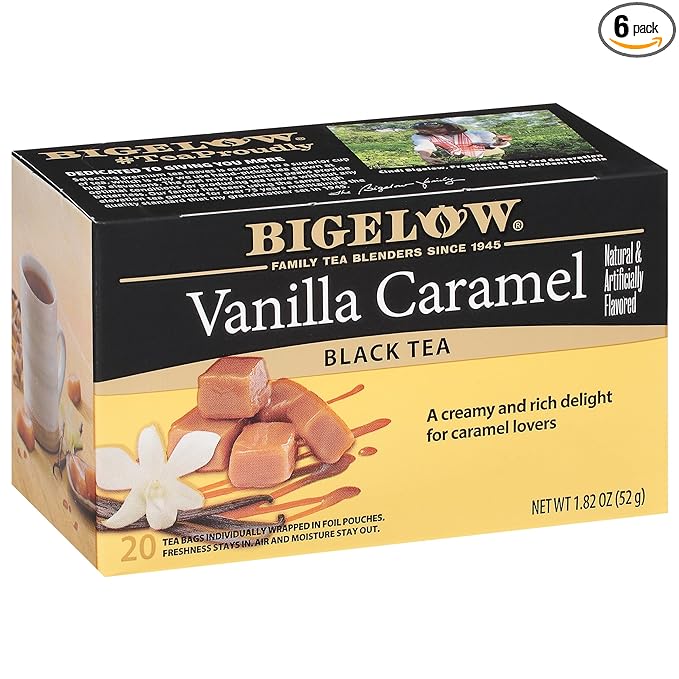 Bigelow Tea Vanilla Caramel Black Tea Caffeinated Tea with Vanilla Caramel 20 Count Box (Pack of 6) 120 Total Tea Bags
