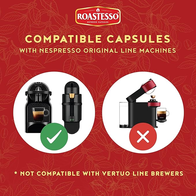 Roastesso Aluminum Espresso Capsules Variety Pack Blend Compatible with Nespresso Original Machines Medium to Dark Roast Intensity 8-13 Ristretto Recyclable Coffee Pods Packed in USA (40 Count)