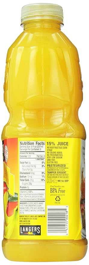 Langers Juice Mango Banana Nectar 64 Fl Oz (Pack of 8)