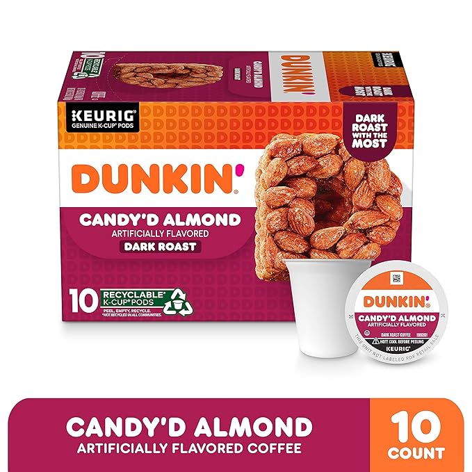 Dunkin' Candy'd Almond Dark Roast Flavored Coffee 10 Keurig K-Cup Pods