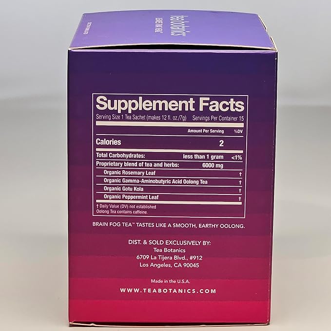 Brain Fog Tea for Memory Focus &amp Concentration &amp Creativity Organic with Vitamins &amp Minerals (15 Day Supply)