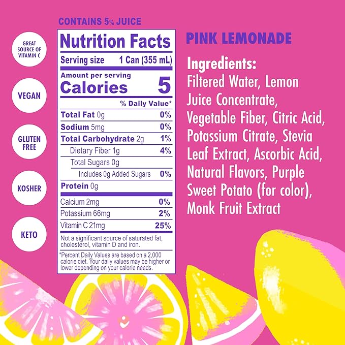 Swoon Pink Lemonade - Low Carb Paleo-Friendly Gluten-Free Keto Drink - Sugar Free Strawberry Lemonade Made with 100% Lemon Juice Concentrate &amp Sweetened by Monk Fruit 12 Fl oz (Pack of 12)