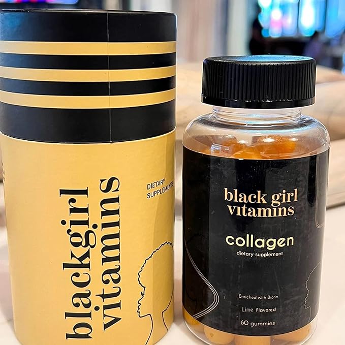 Black Girl Vitamins - Collagen Gummies for Hair Skin and Nail Support with Vitamin C Vitamin E and Biotin Gluten-Free (Lime) 60ct