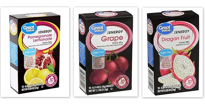 Great Value Energy Drink Mix bundle: 2x Dragon Fruit 2x Grape 2x Pomegranate Lemonade
