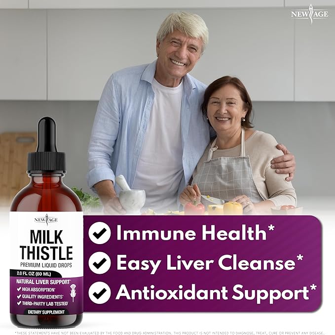 Milk Thistle Liquid Drops – All Natural Milk Thistle Extract with Silymarin – High Absorption – Non-GMO Gluten-Free – 4 oz