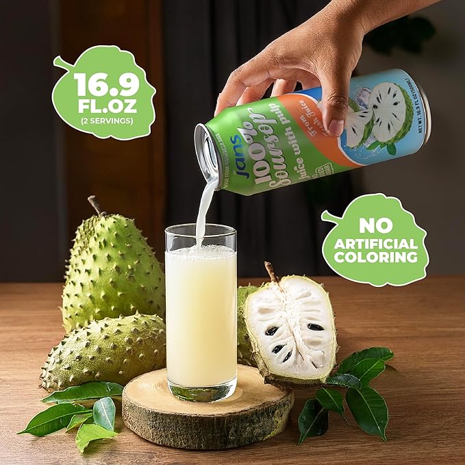 Jans Soursop &amp Lychee Juice with Pulp 16oz (Pack of 24) 100% Natural Juice Drinks