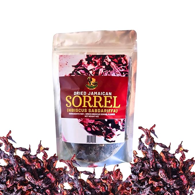 Jamaican Sorrel (Hibiscus Tea) 4oz – Dried Hibiscus Sabdariffa Flowers Loose Leaf | Caribbean Sorrel Drink | Caffeine Free Herbal Tea | Antioxidant Rich | RastaMan Stew