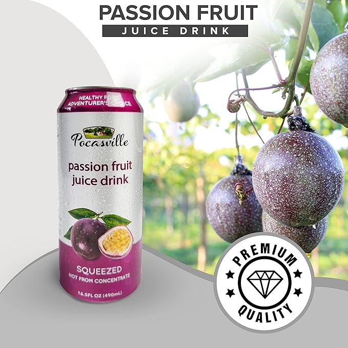 Pocasville Fruit Juices 16.5 Fluid Ounce (Pack of 12) (Passion Fruit)