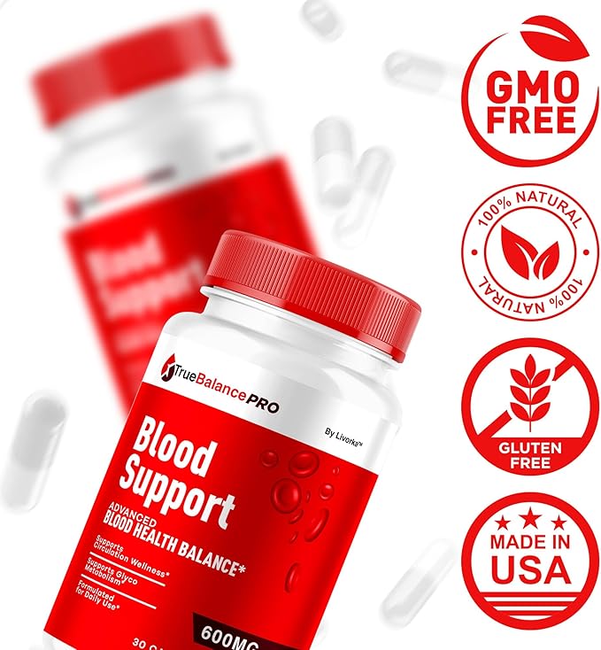 True Balance Blood Support Pro Glycogen Capsules Maximum Strength TrueBalancePro Pills Supplement Multivitamin All Natural Advanced Formula Daily Health &amp Wellness 30 Capsules for 1 Month
