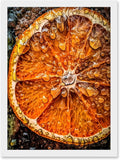 Artery8 Orange Slice with Juice Droplets Macro Painting Artwork Framed A3 Wall Art Print