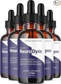 (5 Pack) NeuroDyne - Official NeuroDyne Drops Supplement Brain Support Advanced Formula Neuro Dyne Liquid Premium All Natural Cognitive Focus Nerve Support for Health Wellness 5 Bottles for 5 Months