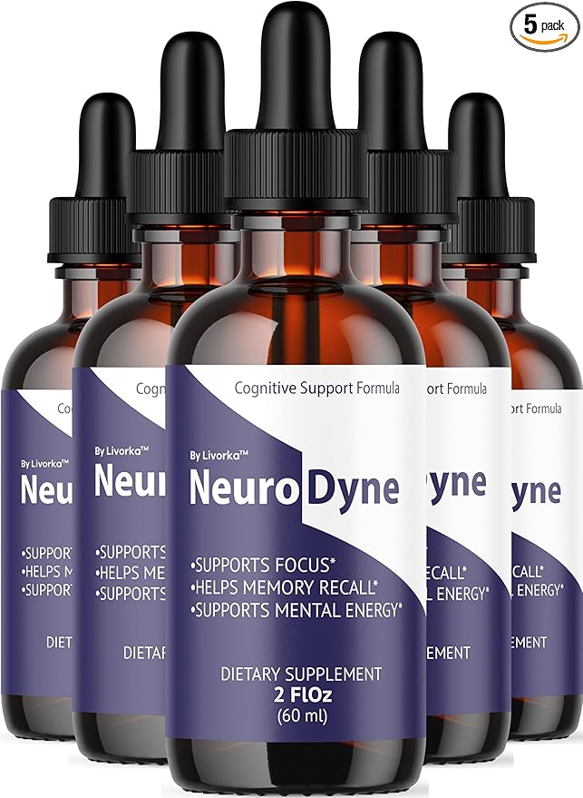 (5 Pack) NeuroDyne - Official NeuroDyne Drops Supplement Brain Support Advanced Formula Neuro Dyne Liquid Premium All Natural Cognitive Focus Nerve Support for Health Wellness 5 Bottles for 5 Months