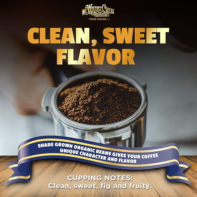 Mt. Whitney Premium Organic Spring Water Colombian Medium Dark Roast Low Acid Decaf Coffee (Ground 5 Lb)