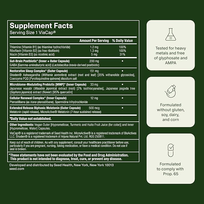 Seed PM-02 Sleep + Restore &amp AM-02 Energy + Focus Bundle - Sleep Aid and Nootroptic Supplment for Women and Men - Vegan - 30-Day Supply