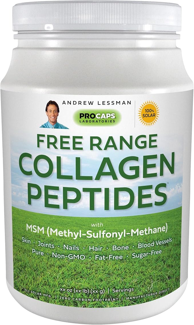 ANDREW LESSMAN Free Range Collagen Peptides Powder 30 Servings - Supports Smooth Soft Skin Comfortable Joints. Pure. Super Soluble. Unflavored. No Sugar. No Additives.