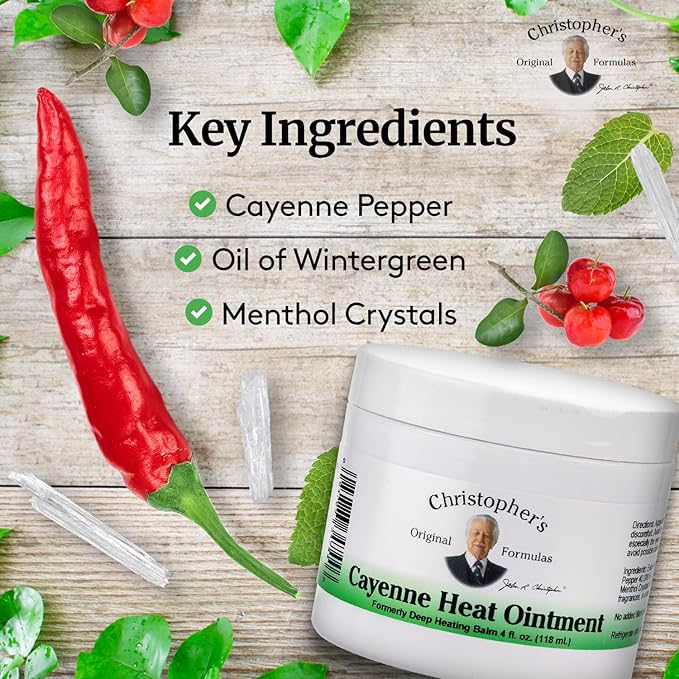 Christopher's Original Formulas Cayenne Heat Ointment Warming Herbal Topical for Discomfort &amp Circulation 4 fl oz