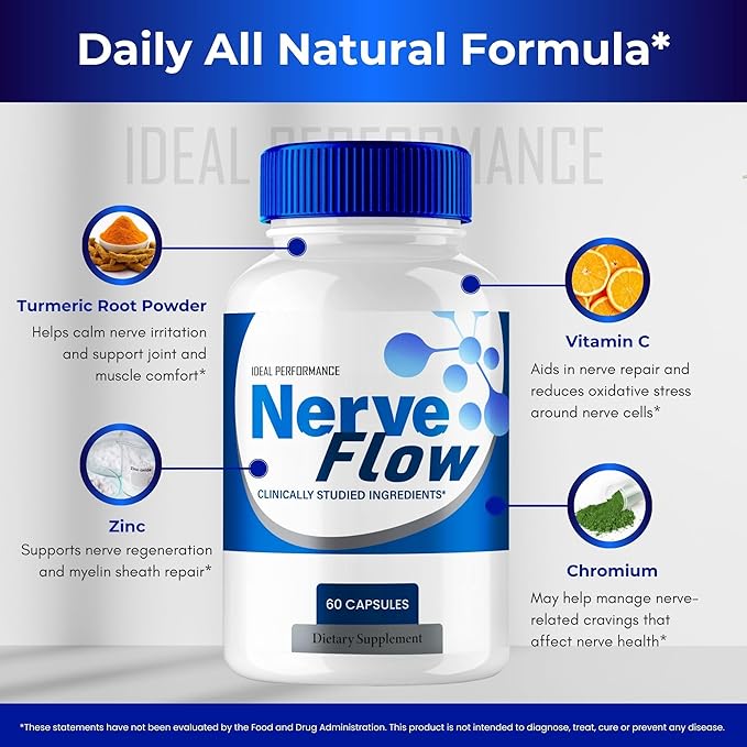 Nerve Flow for Neuropathy Supplements Nerve Flow Capsules Advanced Nerve Health Pills Extra Strength All Natural Healthy Circulation &amp Stable Levels Advanced NerveFlow Support Reviews (3 Pack)
