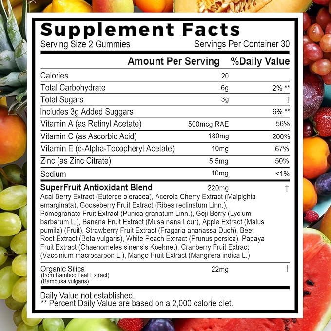 Superfood Fruits and Veggies Gummies (120 Chews) 12+ Superfruits &amp 30 Veggies Fruit &amp Herbs Fruit and Vegetable Vitamins Non-GMO Pectin-Based Gluten-Free
