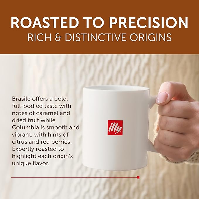 illy Coffee K Cup Pods for Keurig Machines Brasile &amp Colombia Single Origin Medium Roasts 100% Arabica Premium Italian Coffee 10 Count 6 Variety Pack