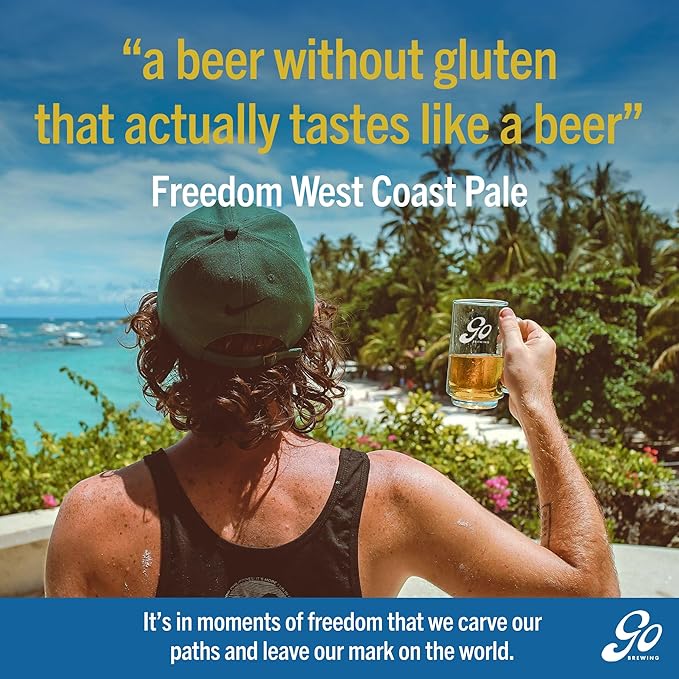 Go Brewing - Freedom West Coast Pale without Gluten - Non-Alcoholic Craft Beer - Small Batch Low-Calorie Brew - Caramel Citrus &amp Floral Flavor Profile - Bold &amp Smooth Finish - Ideal for Any