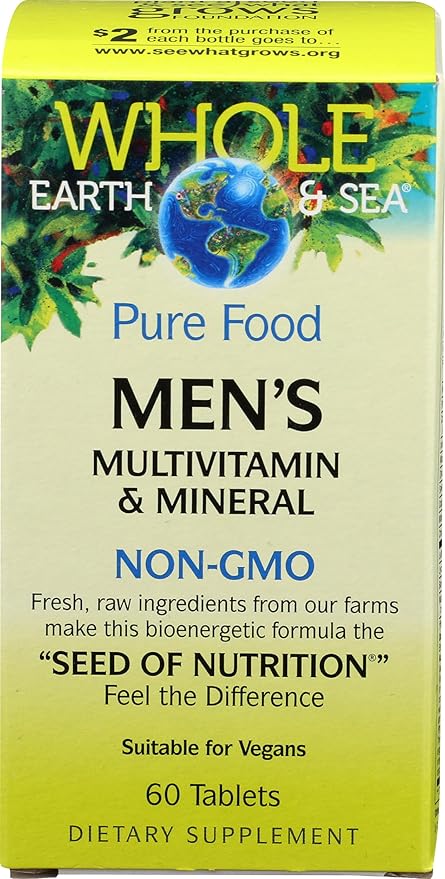 Natural Factors Men's Multivitamin &amp Mineral 1 Serving Contains Nutrition Equivalent to ½ lb of Veggies 60 Tablets