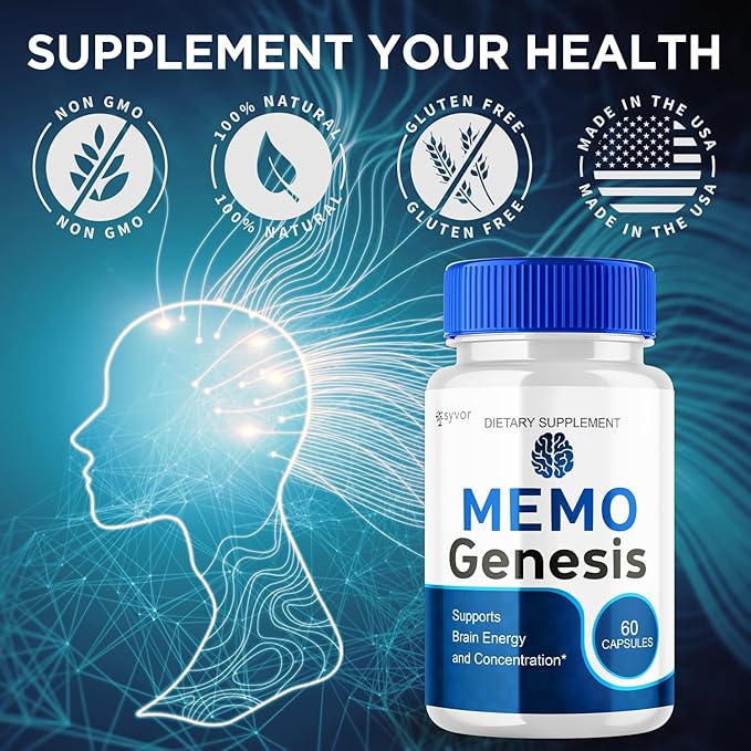 (2 Pack) Memo Genesis Capsules Official Memogenesis Brain Health Support Pills with All Natural Ingredients Advanced Brain Energy Supplement with Max Strength Vitamins for Women &amp Men (120 Capsu