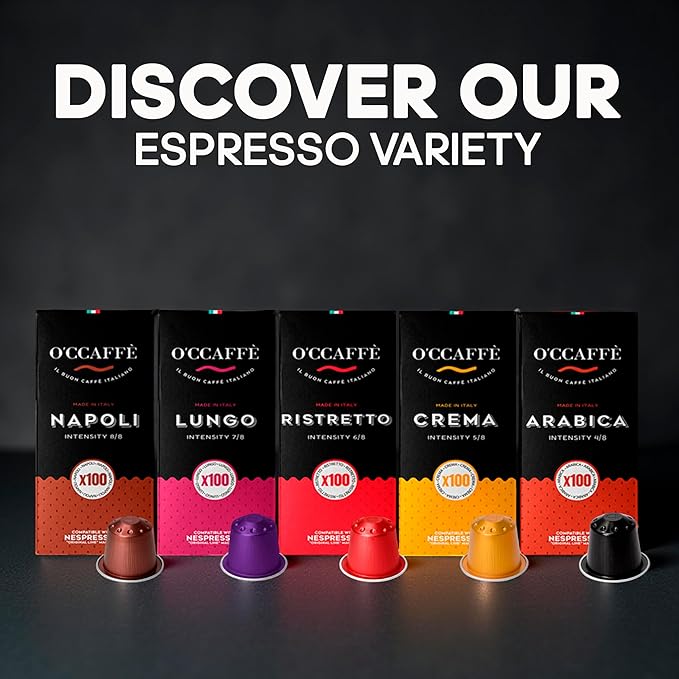 Occaffe Variety Pack Espresso Pods - by CAPSUCUP SELECTION 100 Selection Espresso Capsules compatible with Nespresso Machines