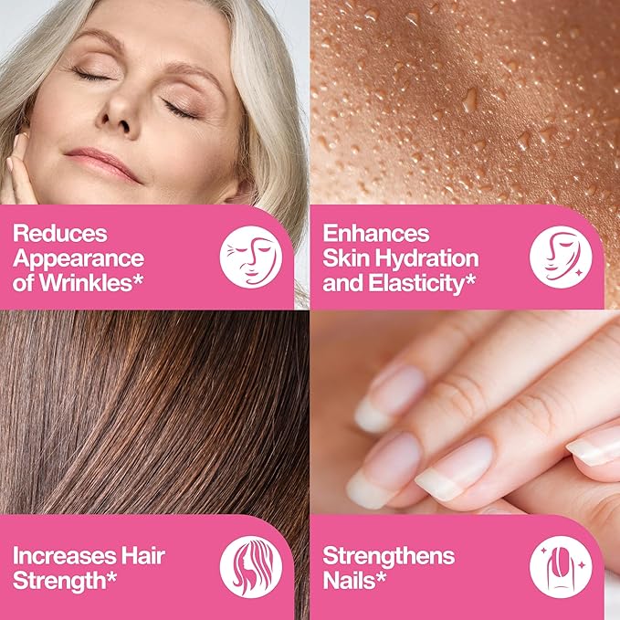 Advanced Collagen Peptides Powder for Women - Hyaluronic Acid Biotin &amp Vitamin C Hydrolyzed Protein Hair Skin Nails &amp Joint Support - Grass Fed Type I &amp III Keto Paleo Kosher 9.88 oz