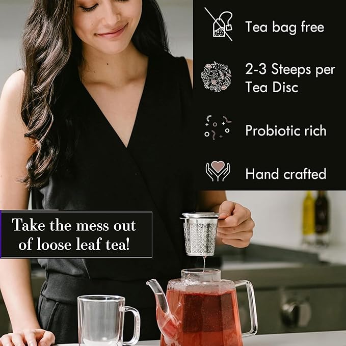 iLOLA 2-pack Loose Leaf Tea Discs Lemon Ginger Tulsi No. 61 | Oprah’s Favorite Things 2022 | Herbal Tea w/Holy Basil Lemongrass Ginger Lemon | Caffeine Free| No Tea Bag Needed | 14 Individual Discs