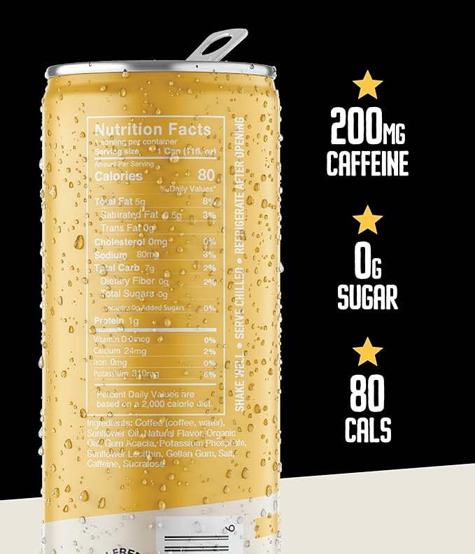 Loco Coffee Vanilla Latte 11 Ounce Can 12 Count | Zero Sugar 200mg Caffeine | Gluten Free and Dairy Free | Low Calorie Iced Coffee