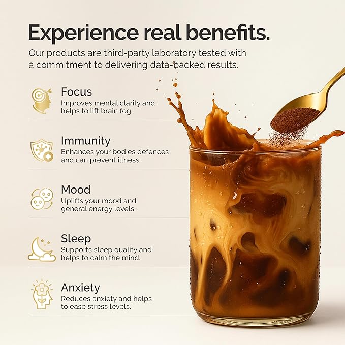 Mushroom Espresso Coffee Superfood Blend 10X Concentrated Extract with Lion's Mane Reishi &amp Cordyceps Energy &amp Focus Support 30 Servings Premium Supplement Powder