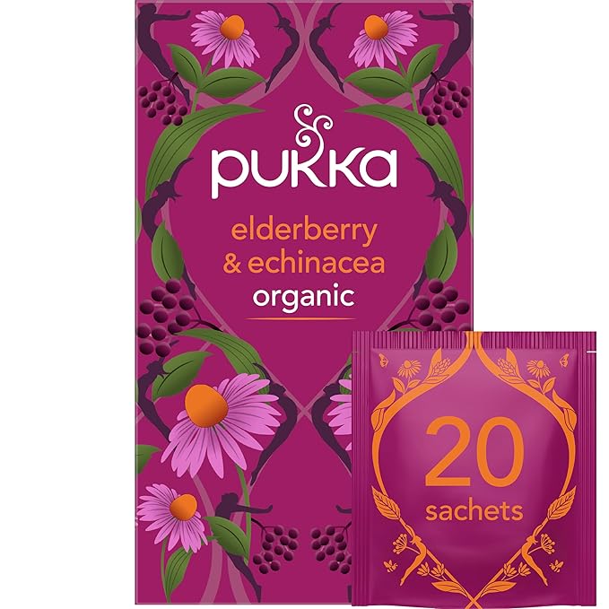 Pukka Tea Bags Organic (Elderberry + Echinacea Matcha GreenChamomile Vanilla &amp Manuka Honey &amp Three Ginger) (1ea) (Variety Pack)