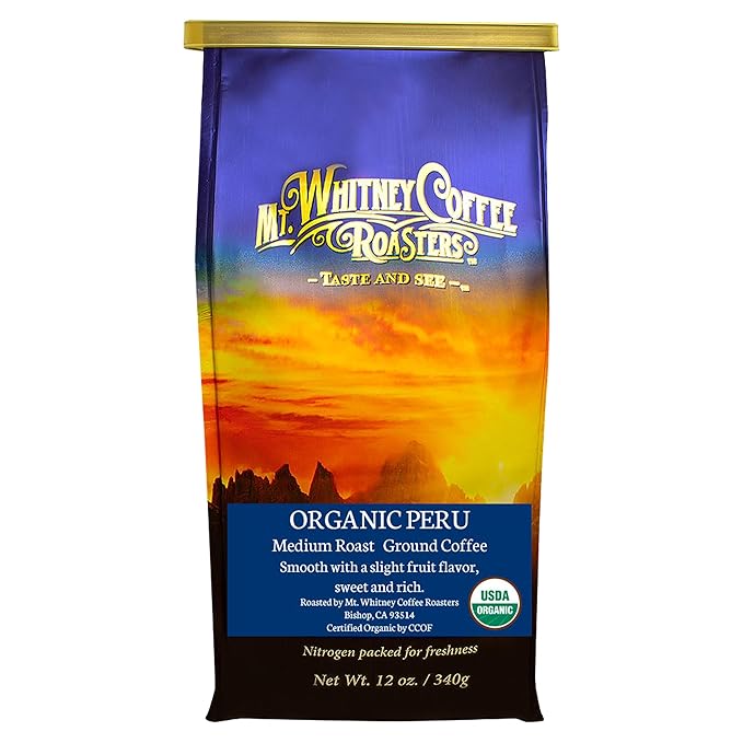 Mt. Whitney Organic Shade Grown Low Acid Coffee from Peru (Ground 12 Oz)
