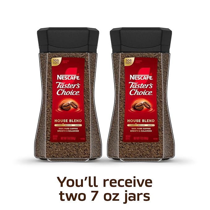 NESCAFÉ Taster's Choice Instant CoffeeLight Medium RoastHouse Blend(7 Oz Each)(Pack of 4)