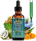 10-in-1 Soursop Bitters Liquid Drops with Sea Moss Moringa Black Seed Oil Turmeric Ashwagandha Oregano - for Overall Health - 2 Fl Oz - Non-GMO Vegan